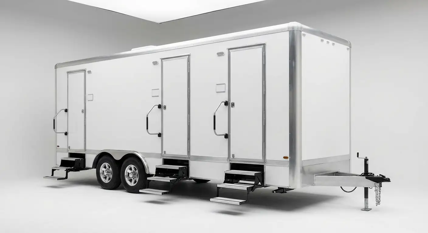 Climate controlled restroom trailer interior features in Arlington, VA